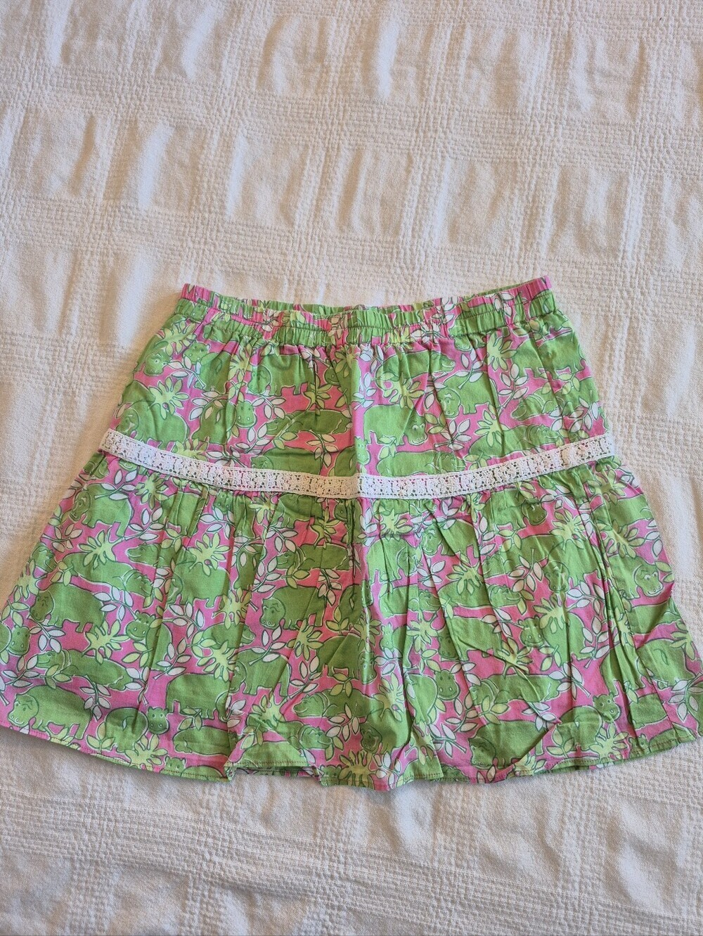 Lilly Pulitzer girls size 7 hippo design pink white green Vintage GUC